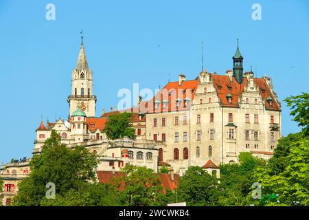 Germany, Baden Wurttemberg, Upper Swabia (Schwäbische Alb), Sigmaringen, Sigmaringen Castle, a Hohenzollern castle, royal residential palace and administrative seat of the Princes of Hohenzollern-Sigmaringen Stock Photo