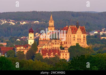 Germany, Baden Wurttemberg, Upper Swabia (Schwäbische Alb), Sigmaringen, Sigmaringen Castle, a Hohenzollern castle, royal residential palace and administrative seat of the Princes of Hohenzollern-Sigmaringen Stock Photo