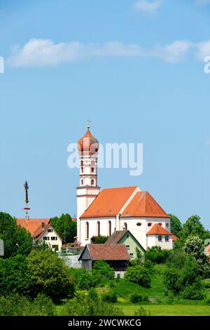 Germany, Bade Wurttemberg, Upper Swabia, Upper Swabian Baroque Road, Steinhausen an der Rottum, Assumption pilgrimage church Stock Photo