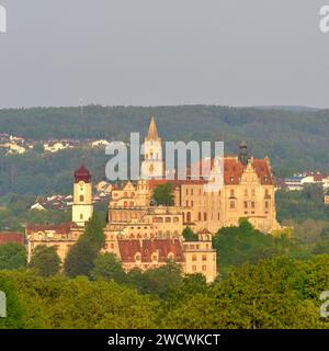 Germany, Baden Wurttemberg, Upper Swabia (Schwäbische Alb), Sigmaringen, Sigmaringen Castle, a Hohenzollern castle, royal residential palace and administrative seat of the Princes of Hohenzollern-Sigmaringen Stock Photo