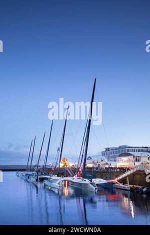 France, Finistere, Brest, Brest harbor, The Arkéa Ultim Challenge the ultim sailing race alone around the globe Stock Photo