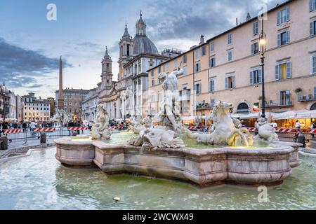 Italy, Latium, Rome, Piazza Navona, or Navona Square, Fontana del Moro, or Moor's Fountain Stock Photo