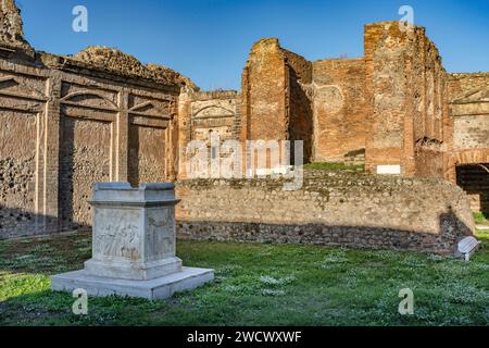 Italy, Campania, the Bay of Naples, Pompei, Temple of Vespasian Stock Photo
