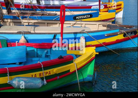 France, Pyrénées-Orientales (66), Banyuls-sur-Mer, Catalan boat Stock Photo