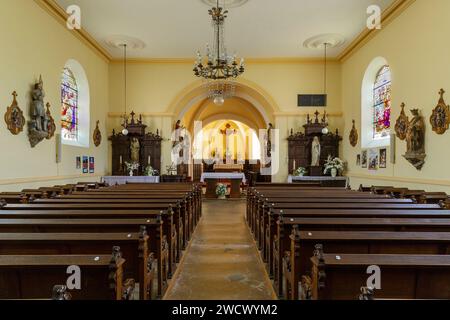 France, Meurthe et Moselle, Atton, the village received the War Cross 1914-1918 with palm on the 17th of November 1921 and the War cross 1939/1945 with star on the 11th of November 1948, St Germain church built in the 18th century, belfry was rebuilt after its destruction during the first World war, the choir and the nave Stock Photo