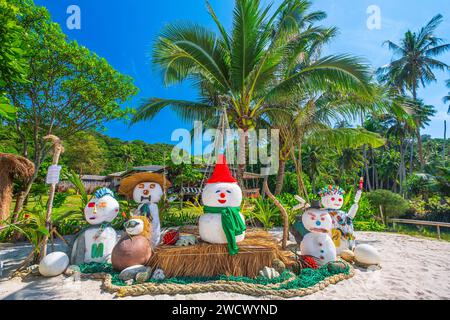Thailand, Trat province, Ko Kood (or Ko Kut) island, Christmas decorations on Ao Phrao Beach Stock Photo