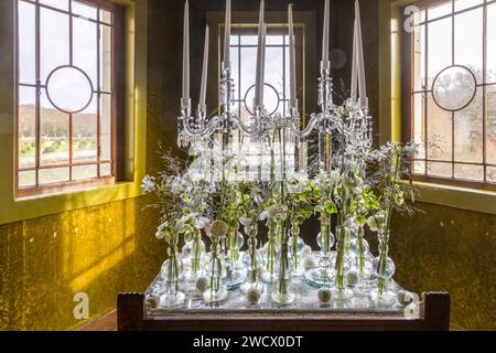 France, Indre et Loire, Loire valley listed as World Heritage by UNESCO, Chenonceaux, Chenonceau castle, Christmas at the castle, the library, decoration designed by the floral scenographer Jean-François Boucher (MOF) as part of Christmas in the land of castles Stock Photo