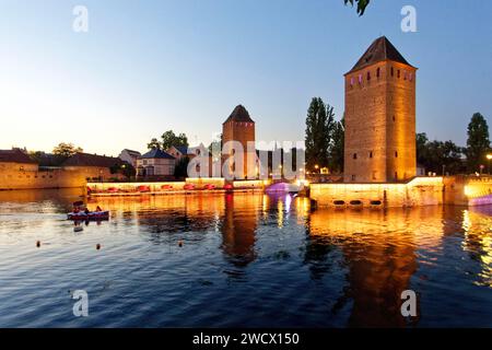 France, Bas Rhin, Strasbourg, old town listed as World Heritage by UNESCO, Petite France District, the Covered Bridges over the River Ill Stock Photo