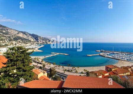 France, Alpes Maritimes, Cote d'Azur, Menton, Baie de Garavan (Garavan Bay) Stock Photo