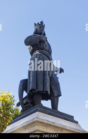 France, Gard, Aigues Mortes, Louis IX of France (Saint Louis) statue Stock Photo