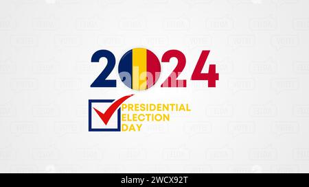 Chadian presidential election 2024 concept, democracy, flag. Vector icon illustration Stock Vector
