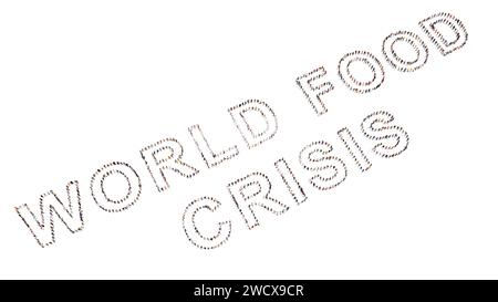 Concept conceptual large community of people forming the WORLD FOOD CRISIS message.  3d illustration metaphor for  shortage, drought,  recession Stock Photo