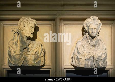 France, Moselle, Metz, the Cour d'Or museum of Metz Metropole, busts Stock Photo