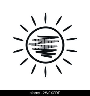Simple sun icon outline. Hand drawn sun icon. Vector illustration Stock Vector