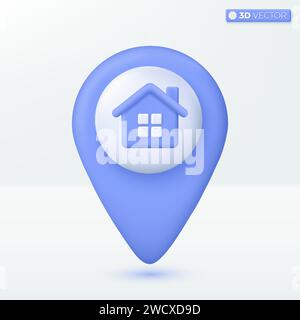 3d location and House symbol icon. Trendy Smart Home, Real estate, loan, mortgage, back concept. 3D vector isolated illustration design. 3D vector iso Stock Vector
