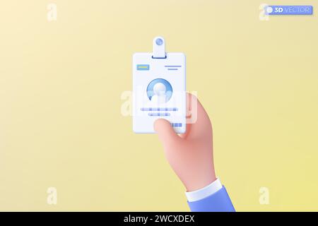 3d employee or reporter card with photo icon symbol. plastic, badge icon, security card, authorization card, Trendy and modern concept. 3D vector isol Stock Vector