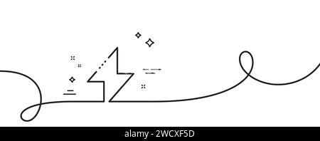 Energy line icon. Thunderbolt sign. Electric power. Continuous line with curl. Vector Stock Vector