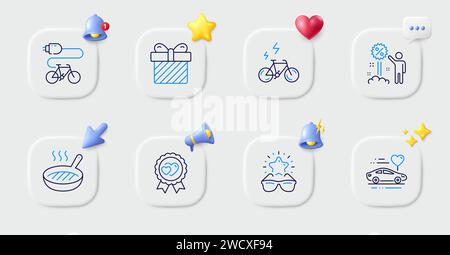 Surprise, Love award and Best glasses line icons. For web app, printing. Vector Stock Vector