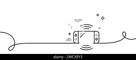 Game console line icon. Portable gamepad sign. Continuous line with curl. Vector Stock Vector