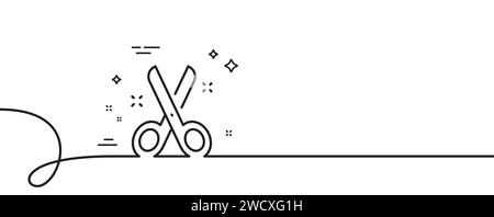 Cut line icon. Tailor, hairdresser or barber scissors sign. Continuous line with curl. Vector Stock Vector