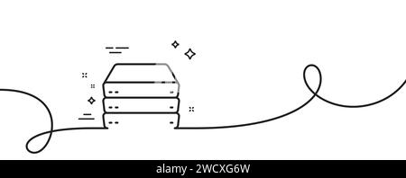 Servers line icon. PC component sign. Big data storage. Continuous line with curl. Vector Stock Vector