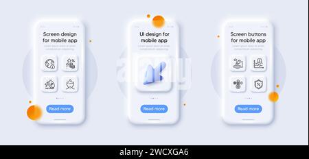 Inflation, Energy price and Chart line icons pack. For web app. 3d phone mockups. Vector Stock Vector