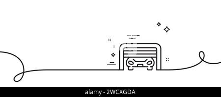Parking garage line icon. Auto park sign. Continuous line with curl. Vector Stock Vector