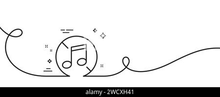 No music line icon. Musical note sign. Continuous line with curl. Vector Stock Vector