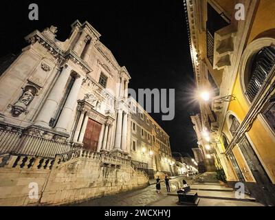 Italy, Sicily, Catania, Via Crociferi street, San Benedetto Church Stock Photo