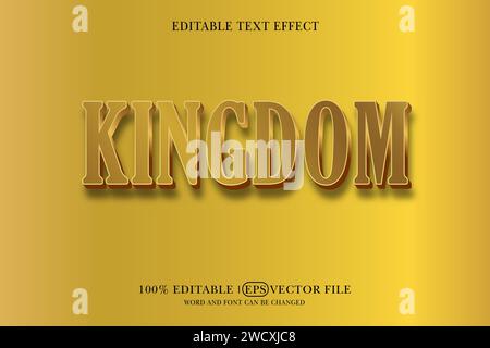 Kingdom Minimal White 3D Text Effect Style Mockup Stock Vector