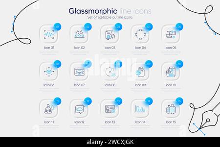 Set of Food app, Voice wave and Certificate line icons for web app. Pictogram icon. Vector Stock Vector