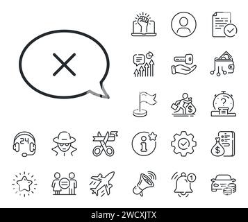 Reject message line icon. Decline chat sign. Salaryman, gender equality and alert bell. Vector Stock Vector