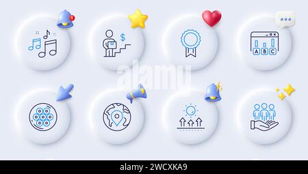 Cable section, Delivery man and Sun protection line icons. For web app, printing. Vector Stock Vector
