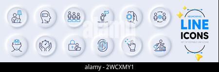 Lock, Leadership and Covid app line icons for web app. Pictogram icon. Vector Stock Vector