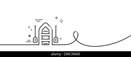 Boat line icon. Inflatable vessel sign. Continuous line with curl. Vector Stock Vector