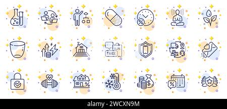 Outline set of Mortgage, Laureate and Glass line icons for web app. Pictogram icon. Vector Stock Vector
