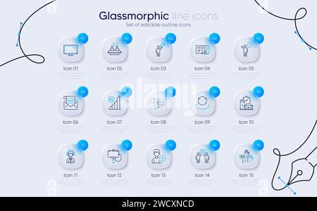 Set of Charging station, Augmented reality and Add person line icons for web app. Pictogram icon. Vector Stock Vector