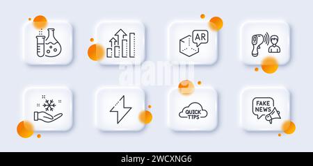 Augmented reality, Freezing and Quick tips line icons pack. For web app. 3d glass buttons. Vector Stock Vector