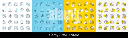Vector icons set of Medical help, Video conference and Strong arm line icons. For web app. Vector Stock Vector