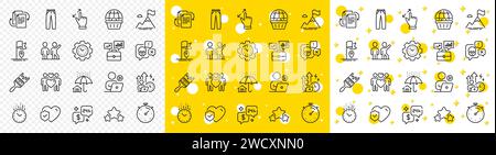 Outline Business portfolio, Stars and Cyber attack line icons. For web app. Vector Stock Vector