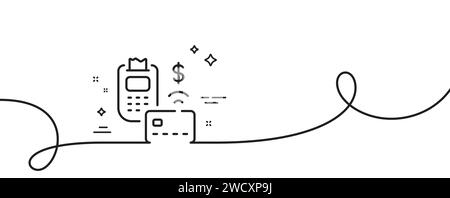 Pos terminal line icon. Credit card sign. Continuous line with curl. Vector Stock Vector