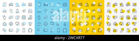Vector icons set of Fraud, Increasing percent and Idea gear line icons. For web app. Vector Stock Vector