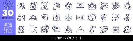 Third party, Waterproof and Approved line icons pack. For web app. Vector Stock Vector