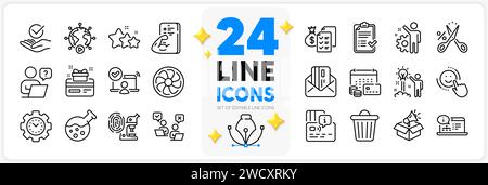 Icons set of Employee, Loyalty card and Creative idea line icons. For web app. Vector Stock Vector