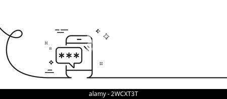 Phone password line icon. Cyber defence sign. Continuous line with curl. Vector Stock Vector