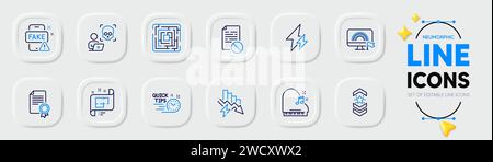 Piano, Electricity and Maze line icons for web app. Pictogram icon. Vector Stock Vector