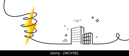 Buildings line icon. City architecture sign. Skyscraper building. Continuous line with curl. Vector Stock Vector