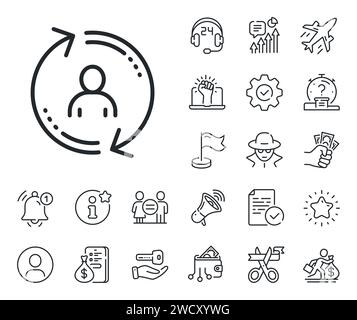 Refresh user info line icon. Update profile sign. Salaryman, gender equality and alert bell. Vector Stock Vector