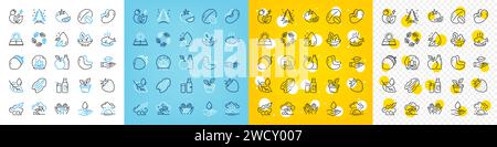 Vector icons set of Tomato, Acorn and Green energy line icons. For web app. Vector Stock Vector