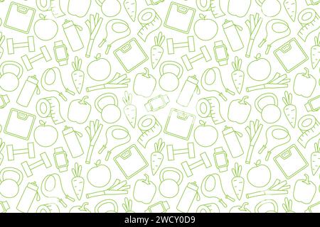 diet, fitness, healthy lifestyle seamless pattern- vector illustration Stock Vector